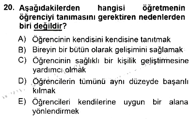 Rehberlik 2012-2013 Dönem Sonu Sınavı - 20. soru