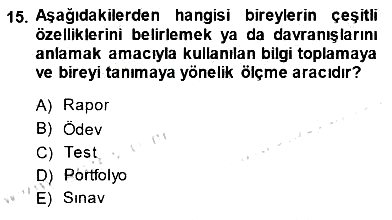 Rehberlik 2013-2014 Dönem Sonu Sınavı - 15. soru