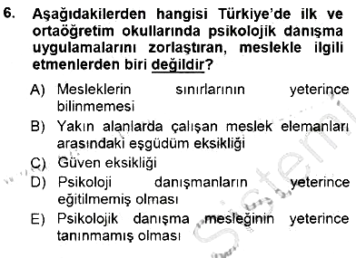 Rehberlik 2014-2015 Dönem Sonu Sınavı - 6. soru