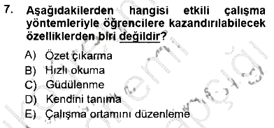 Rehberlik 2014-2015 Dönem Sonu Sınavı - 7. soru