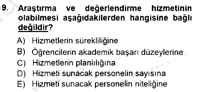 Rehberlik 2014-2015 Dönem Sonu Sınavı - 9. soru