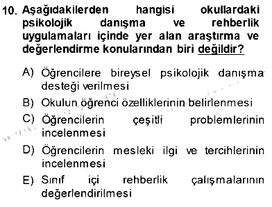 Rehberlik 2014-2015 Dönem Sonu Sınavı - 10. soru
