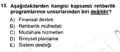 Rehberlik 2014-2015 Dönem Sonu Sınavı - 13. soru