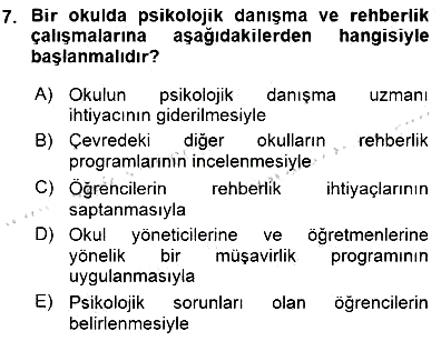 Rehberlik 2015-2016 Dönem Sonu Sınavı - 7. soru
