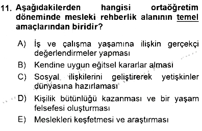 Rehberlik 2015-2016 Dönem Sonu Sınavı - 11. soru