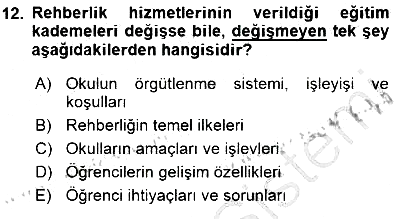 Rehberlik 2015-2016 Dönem Sonu Sınavı - 12. soru