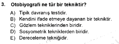 Rehberlik 2013-2014 Tek Ders Sınavı - 3. soru
