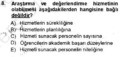 Rehberlik 2013-2014 Tek Ders Sınavı - 8. soru