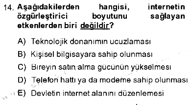 Toplum ve İletişim 2013-2014 Dönem Sonu Sınavı - 14. soru