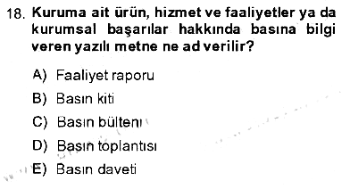 Toplum ve İletişim 2013-2014 Dönem Sonu Sınavı - 18. soru