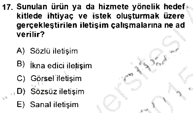 Toplum ve İletişim 2014-2015 Dönem Sonu Sınavı - 17. soru
