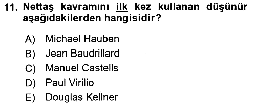 Toplum ve İletişim 2016-2017 Dönem Sonu Sınavı - 11. soru