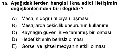 Toplum ve İletişim 2016-2017 Dönem Sonu Sınavı - 15. soru