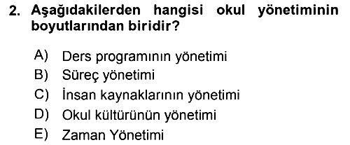 Türk Eğitim Sistemi Ve Okul Yönetimi 2015-2016 Tek Ders Sınavı - 2. soru
