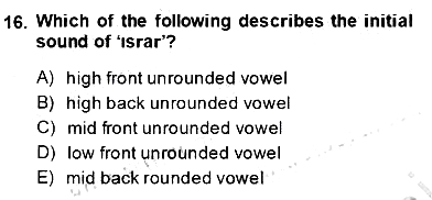 Türkçe Ses Ve Biçim Bilgisi 2013-2014 Ara Sınav - 16. soru