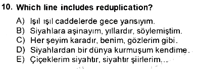 Türkçe Ses Ve Biçim Bilgisi 2013-2014 Tek Ders Sınavı - 10. soru