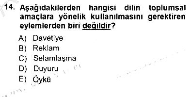 Türkçe Sözlü Anlatım 2012-2013 Ara Sınav - 14. soru