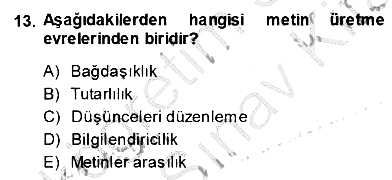 Türkçe Sözlü Anlatım 2013-2014 Ara Sınav - 13. soru