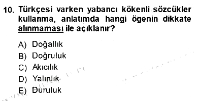 Türkçe Sözlü Anlatım 2014-2015 Ara Sınav - 10. soru