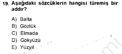 Türkçe Sözlü Anlatım 2014-2015 Ara Sınav - 19. soru