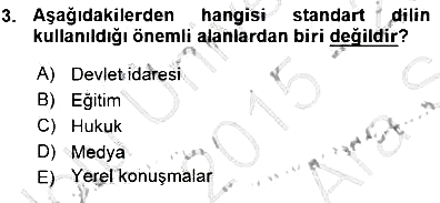 Türkçe Sözlü Anlatım 2015-2016 Ara Sınav - 3. soru