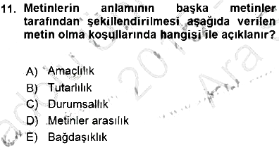 Türkçe Sözlü Anlatım 2015-2016 Ara Sınav - 11. soru