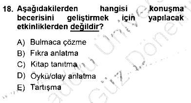 Türkçe Sözlü Anlatım 2012-2013 Dönem Sonu Sınavı - 18. soru
