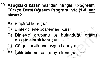Türkçe Sözlü Anlatım 2014-2015 Dönem Sonu Sınavı - 20. soru