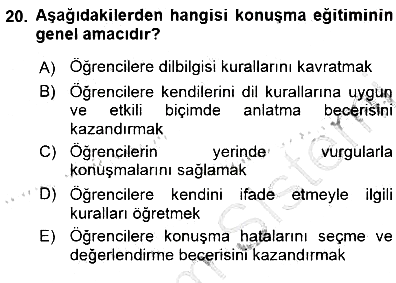 Türkçe Sözlü Anlatım 2015-2016 Dönem Sonu Sınavı - 20. soru