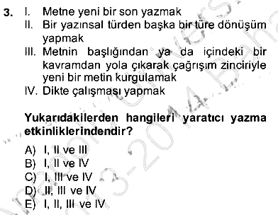 Türkçe Yazılı Anlatım 2013-2014 Ara Sınav - 3. soru