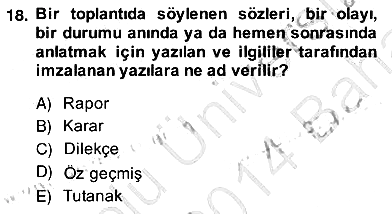 Türkçe Yazılı Anlatım 2013-2014 Ara Sınav - 18. soru