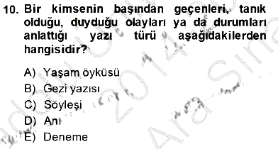 Türkçe Yazılı Anlatım 2014-2015 Ara Sınav - 10. soru