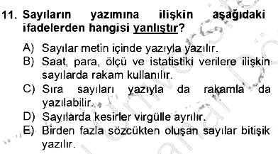 Türkçe Yazılı Anlatım 2012-2013 Dönem Sonu Sınavı - 11. soru