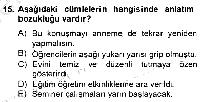 Türkçe Yazılı Anlatım 2012-2013 Dönem Sonu Sınavı - 15. soru