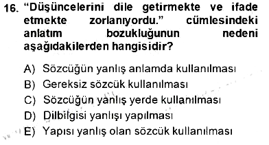 Türkçe Yazılı Anlatım 2014-2015 Dönem Sonu Sınavı - 16. soru