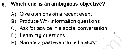 Yabancı Dil Öğretiminde Ölçme Ve Değerlendirme 1 2014-2015 Dönem Sonu Sınavı - 6. soru