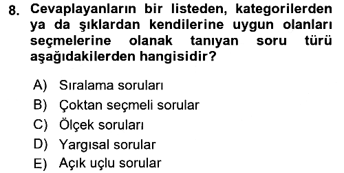 Belge Yönetimi ve Ofis Uygulamaları 2017-2018 3 Ders Sınavı - 8. soru