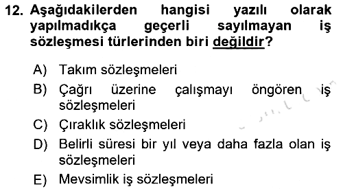 Çalışma İlişkileri 2022-2023 Ara Sınav - 12. soru