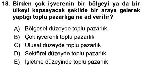 Çalışma İlişkileri 2016-2017 Dönem Sonu Sınavı - 18. soru