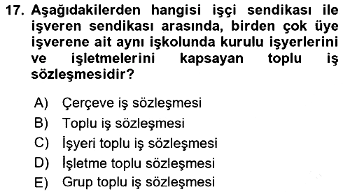 Çalışma İlişkileri 2024-2025 Dönem Sonu Sınavı - 17. soru