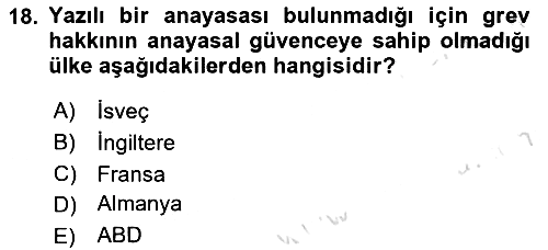 Çalışma İlişkileri 2023-2024 Yaz Okulu Sınavı - 18. soru