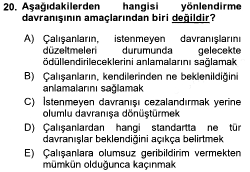 Ücret ve Ödül Yönetimi 2017-2018 Dönem Sonu Sınavı - 20. soru