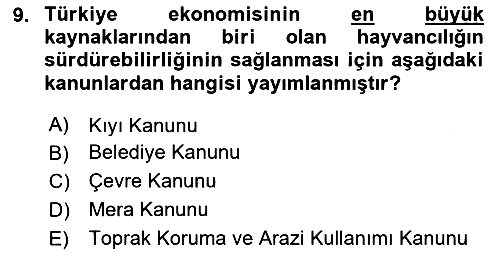 Çevre Sağlığı ve Güvenliği 2024-2025 Ara Sınav - 9. soru