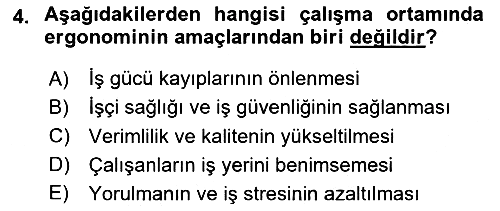 Çevre Sağlığı ve Güvenliği 2023-2024 Yaz Okulu Sınavı - 4. soru