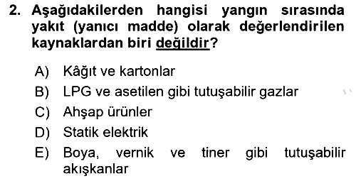 Temel Yangın Güvenliği 2025-2026 Ara Sınav - 2. soru