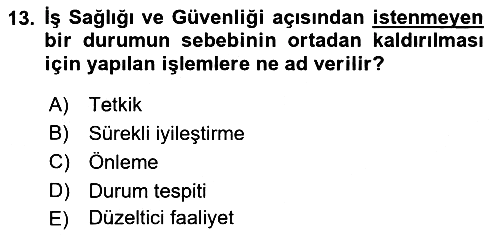 Yönetim Sistemleri ve Risk Yönetimi 2021-2022 Dönem Sonu Sınavı - 13. soru