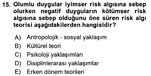 Yönetim Sistemleri ve Risk Yönetimi 2023-2024 Dönem Sonu Sınavı - 15. soru