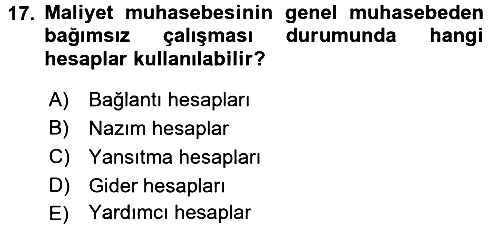 Dönemsonu İşlemleri 2018-2019 3 Ders Sınavı - 17. soru