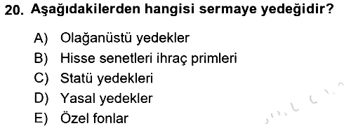 Dönemsonu İşlemleri 2018-2019 3 Ders Sınavı - 20. soru