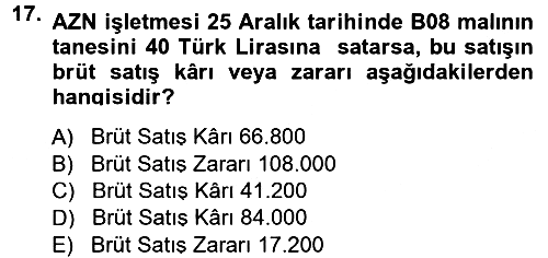 Dönemsonu İşlemleri 2013-2014 Ara Sınav - 17. soru